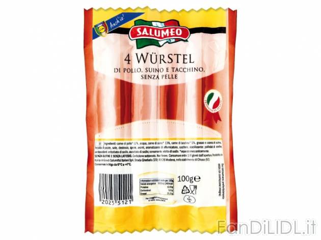 Mini würstel di pollo, suino e tacchino , prezzo 0,29 &#8364; per 100 g, € ...